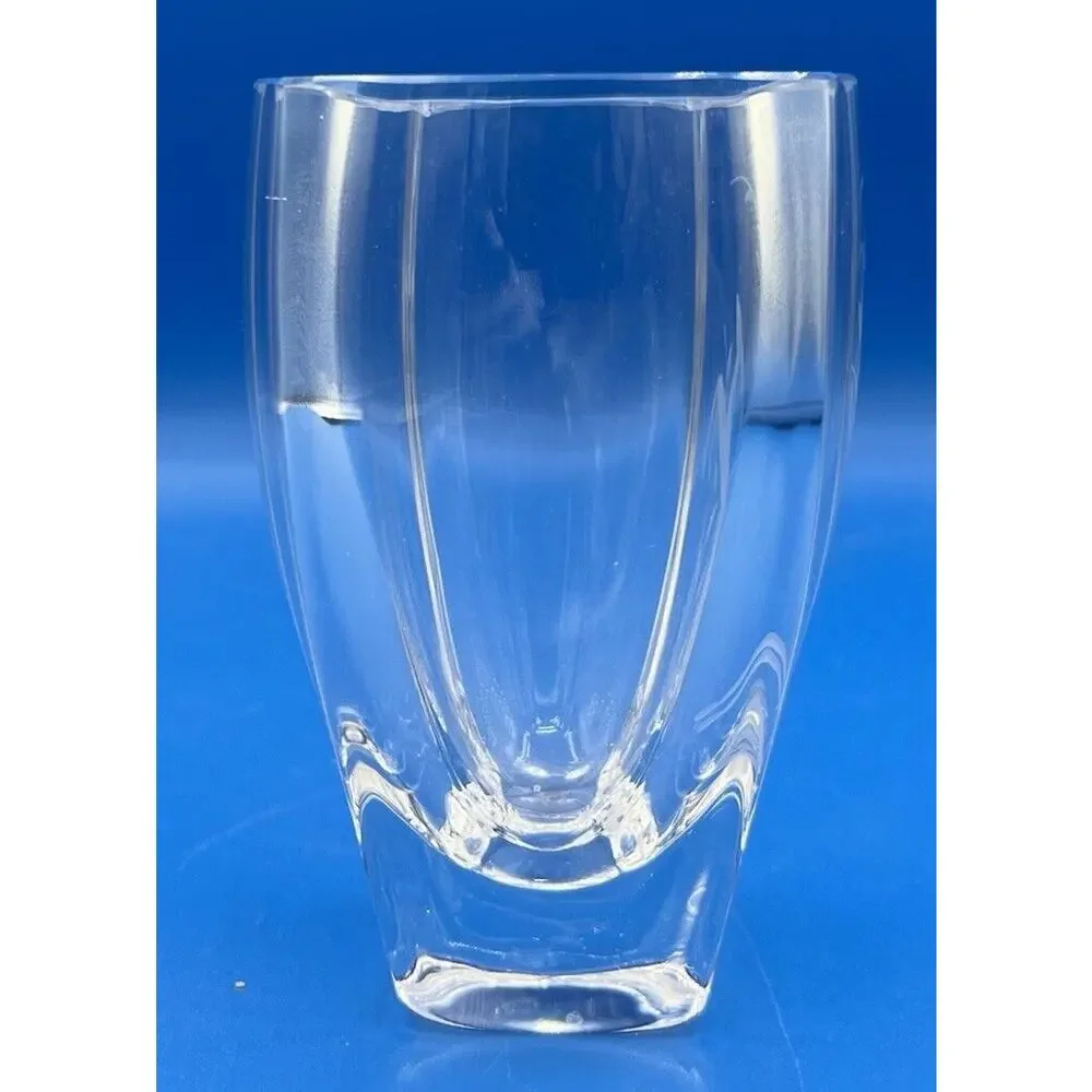 Vintage Skruf Sweden Etched Crystal Vase Deer‎ Prancing Wheat Grass *Pre-Owned*
